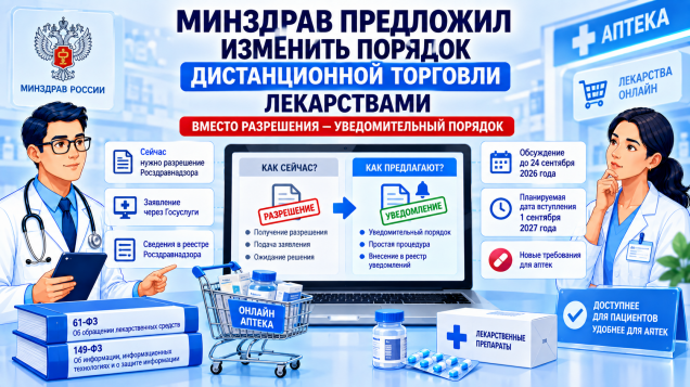 Минздрав предложил изменить порядок дистанционной торговли лекарствами